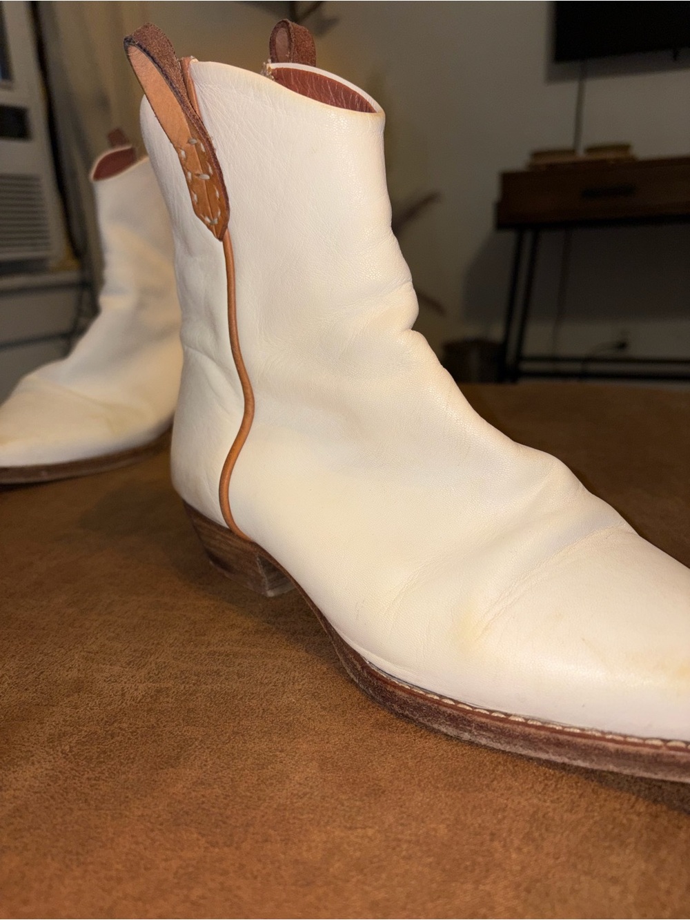 Free People We The Free Wesley White/boneLeather Ankle Boots Size 39 / 9 - Picture 8 of 16